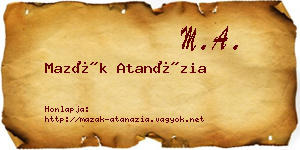 Mazák Atanázia névjegykártya